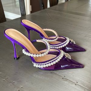 Mach & Mach purple pvc diamond of Elizabeth mules heels 100mm sz 38.5 pearl
